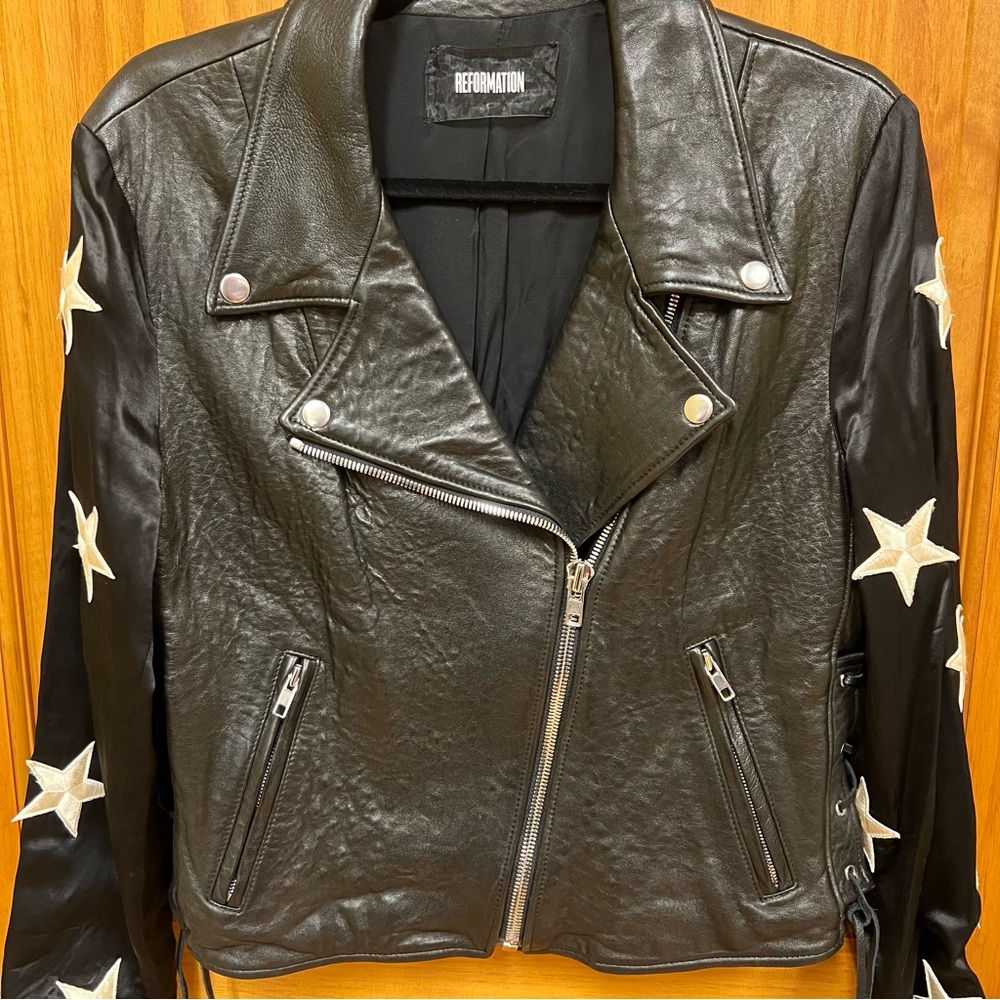 Reformation Big Dipper Leather Moto Style Jacket, Size S - Picture 13 of 13